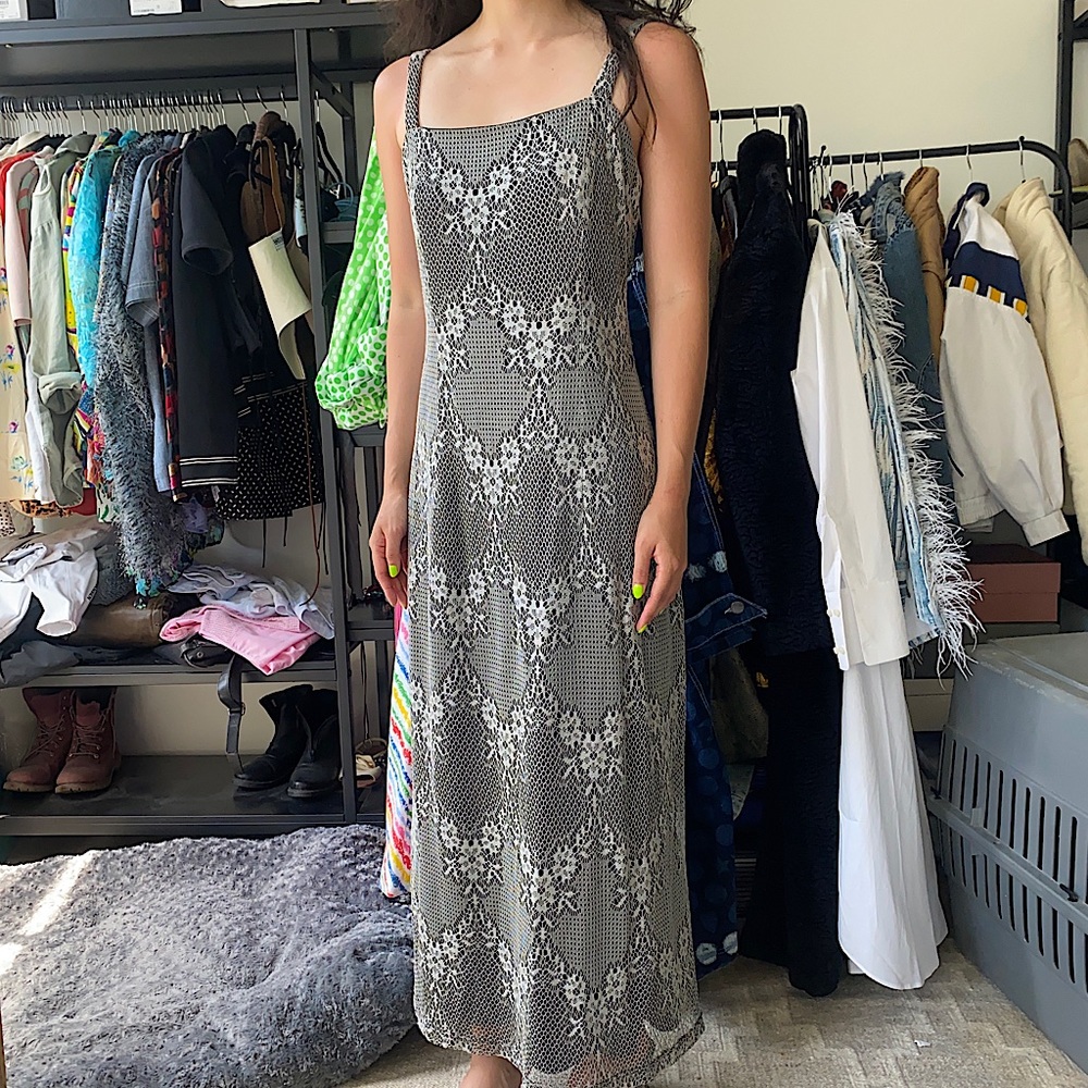 90s/Y2K lace ankle length slip dress